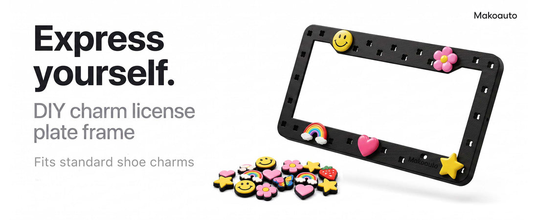 Cute aesthetic DIY shoe charm license plate frame for car girlies