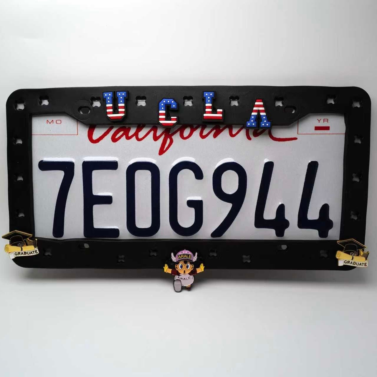 Makoauto™ Patented DIY License Plate Frame Bundle - Includes "Nostalgic Comic" Charm Set (Matte Black TPU)
