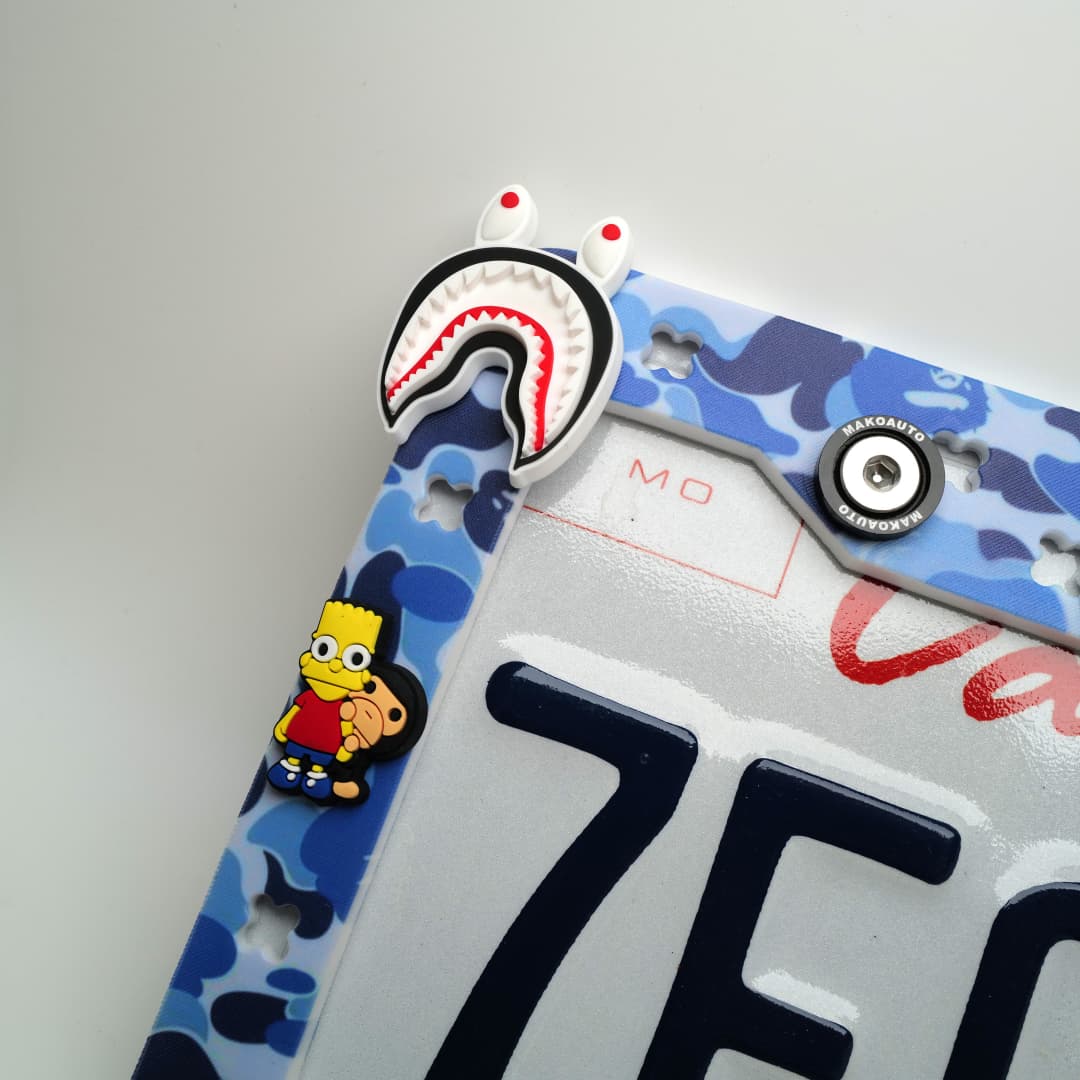 Makoauto™ Patented DIY License Plate Frame Kit - Blue Urban Camo Edition (Hypebeast Streetwear Bundle)
