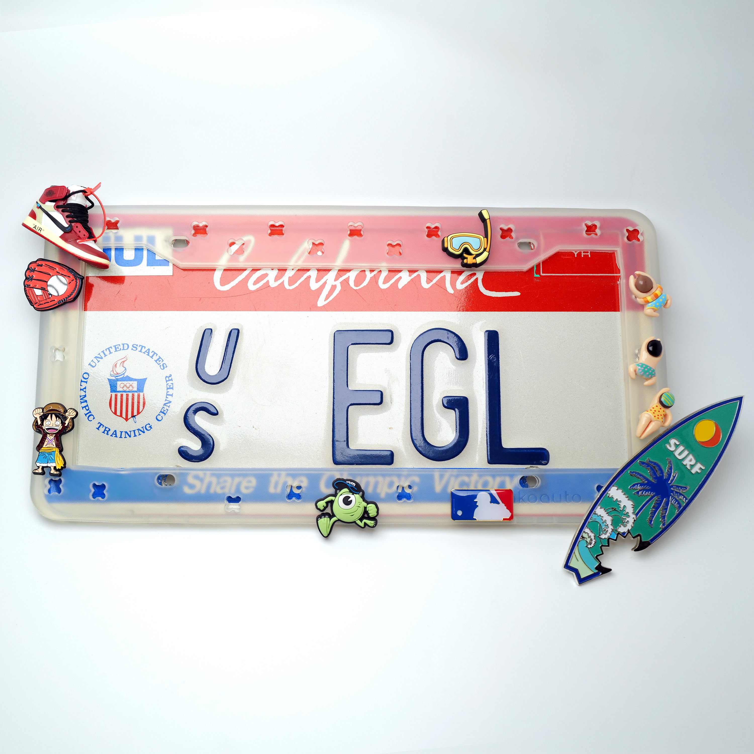 Makoauto "Clear Vibe" DIY License Plate Frame + Charms Bundle