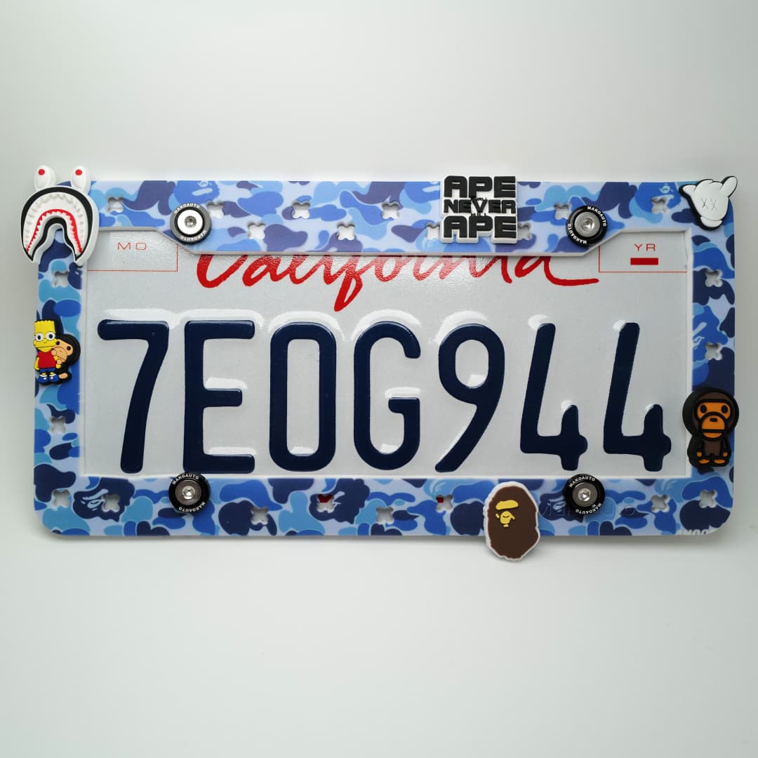 Makoauto™ Patented DIY License Plate Frame Kit - Blue Urban Camo Edition (Hypebeast Streetwear Bundle)