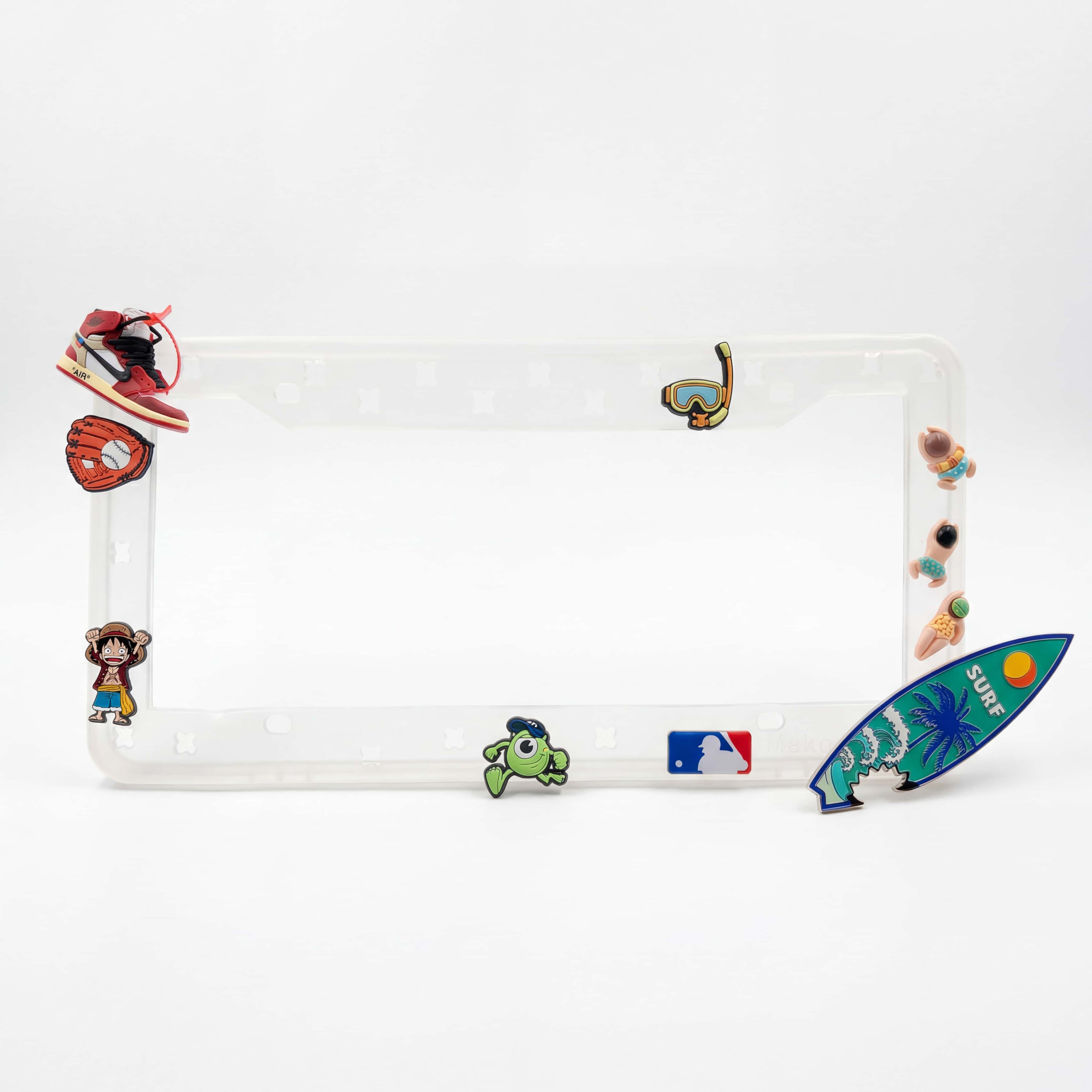 Makoauto "Clear Vibe" DIY License Plate Frame + Charms Bundle