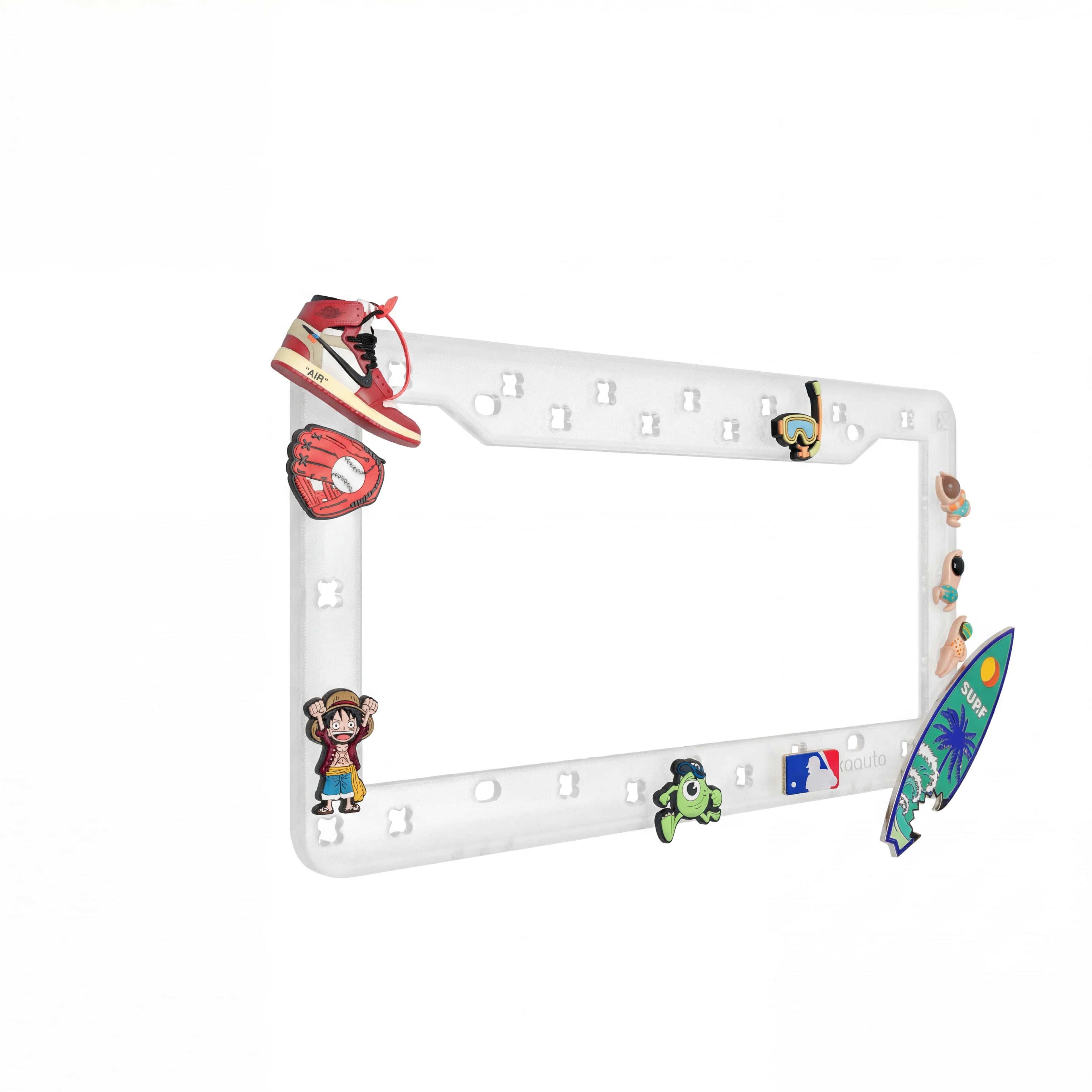 Makoauto "Clear Vibe" DIY License Plate Frame + Charms Bundle