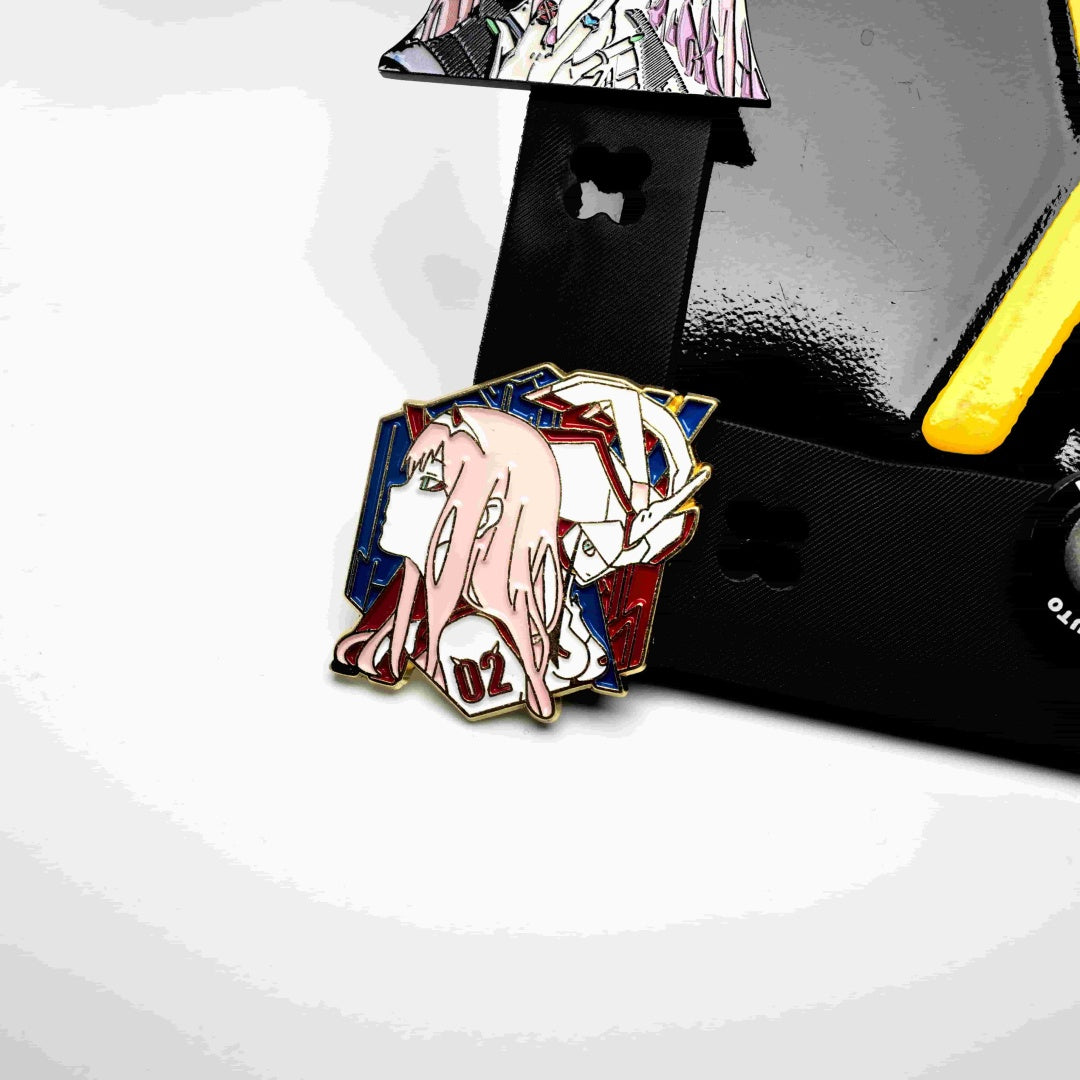 Set of red mecha-themed 3D TPU charms for car license plate decoration, including iconic pilot accents