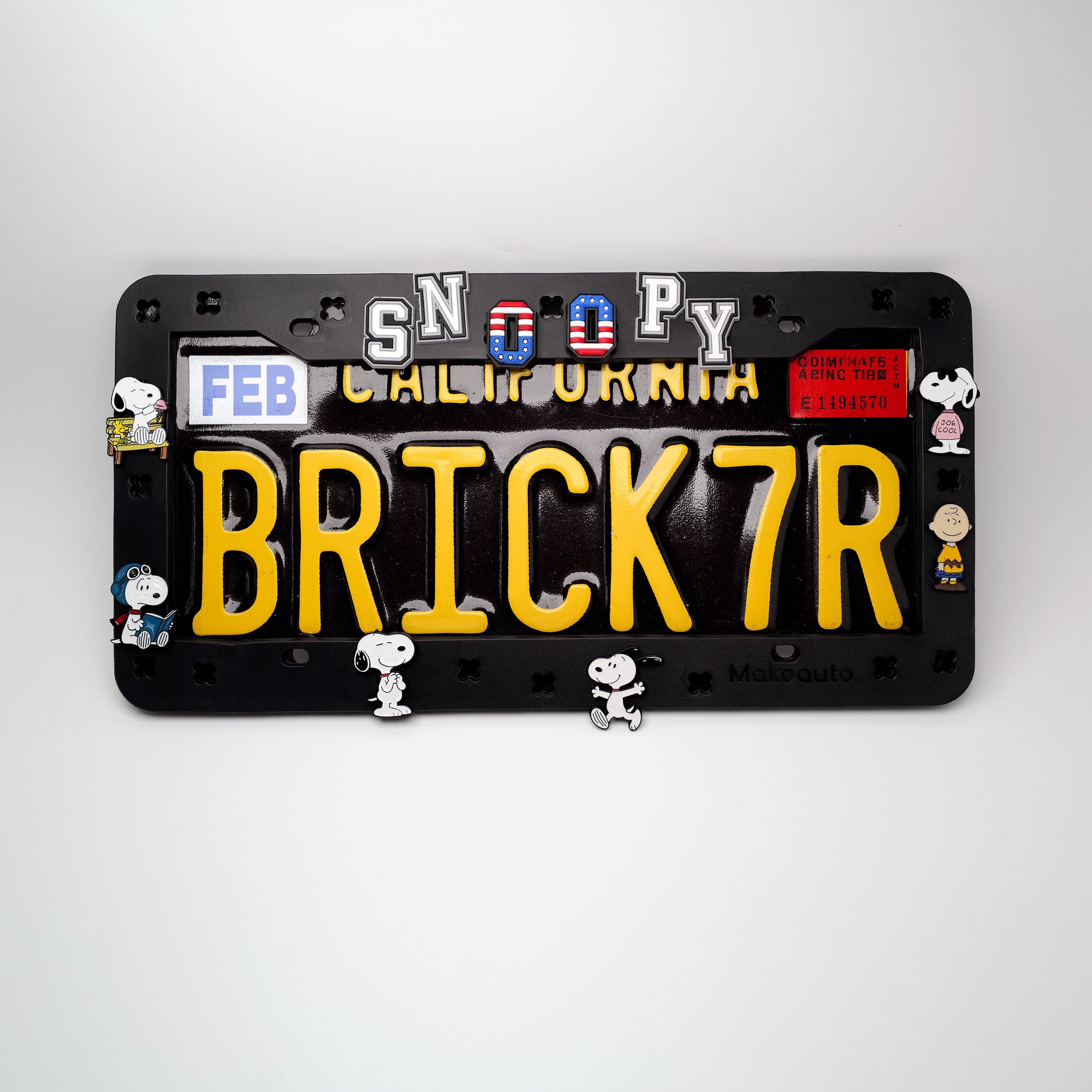 Makoauto DIY License Plate Frame - Customizable TPU Vehicle Decor with "Classic Cartoon Pup" Charms
