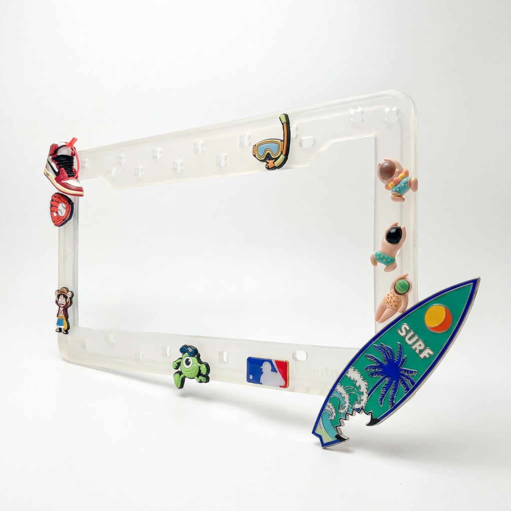 Makoauto "Clear Vibe" DIY License Plate Frame + Charms Bundle
