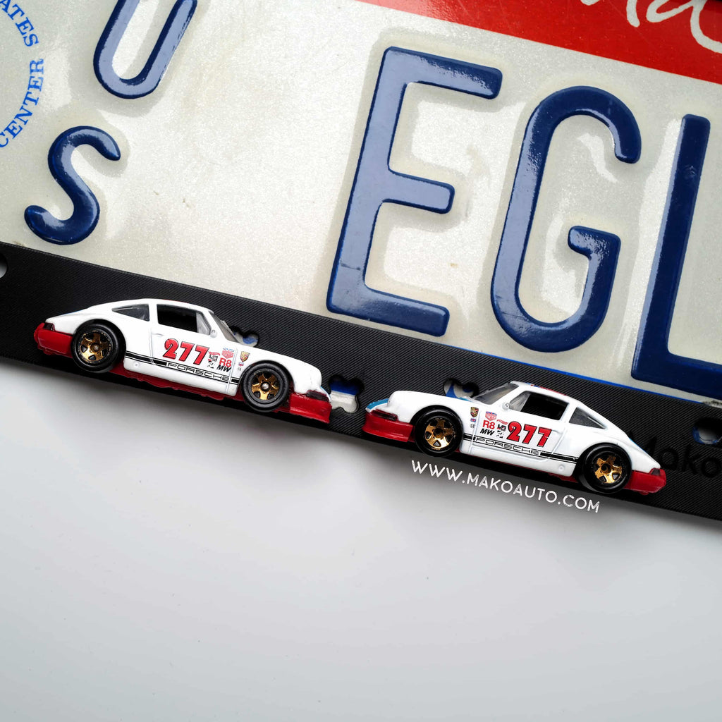 Makoauto "The 277 Legacy" Metal Series | Black DIY License Plate Frame + 3D Aluminum Vintage Racer Charms